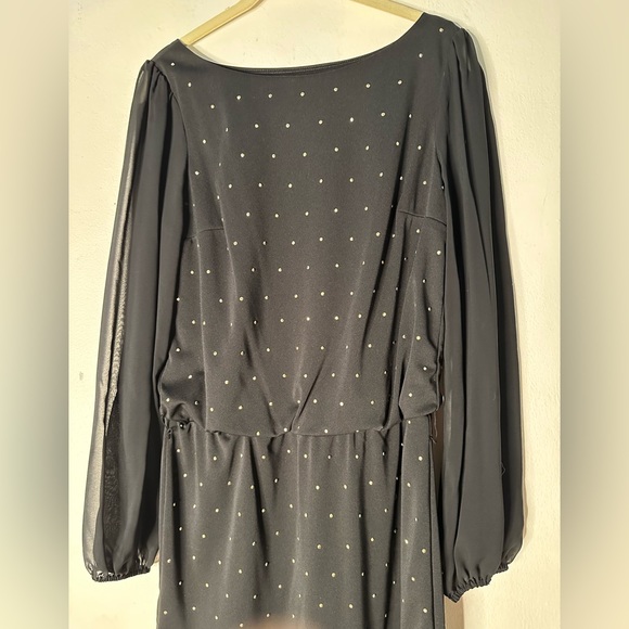 White House Black Market Dress with Gold Studs and Sheer Sleeves Size 2 - Picture 2 of 7